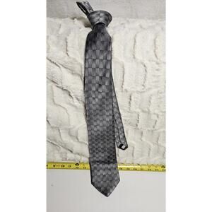 Vintage Gianfranco Ruffini Silver & Black Geometric Silk Tie - Made in Italy